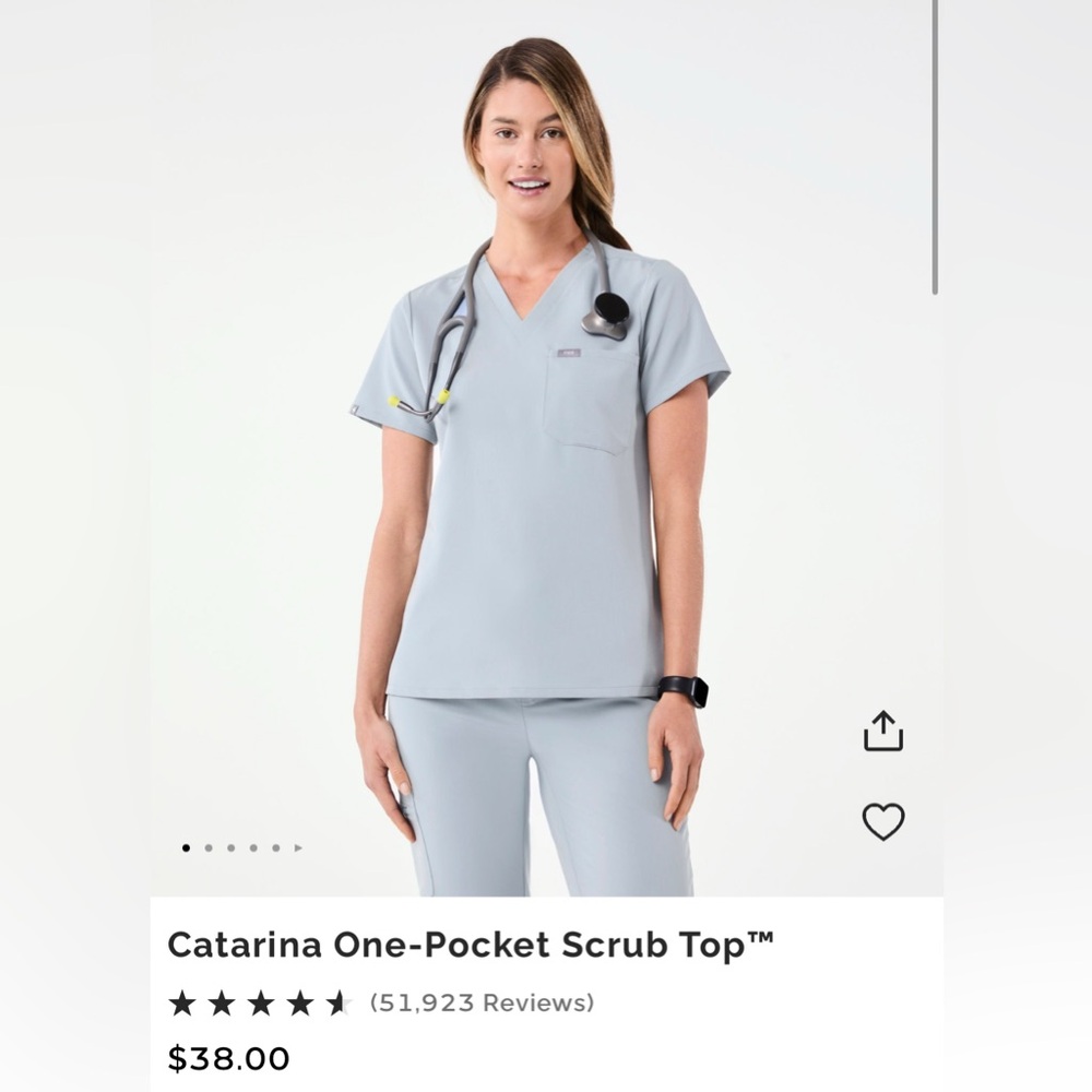 Figs Ice Blue V-Neck Scrub Top